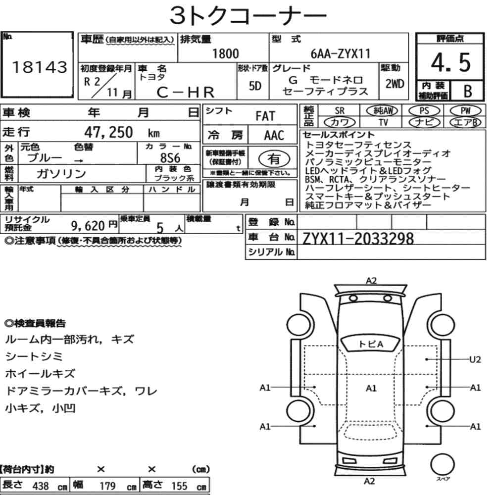 Auction Sheet for CHR