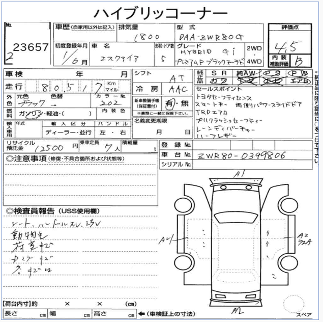 Auction Sheet for Esquire