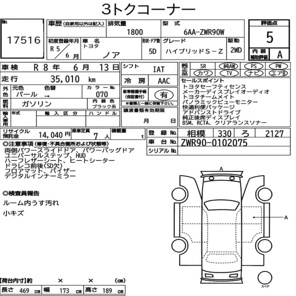 Auction Sheet for Noah