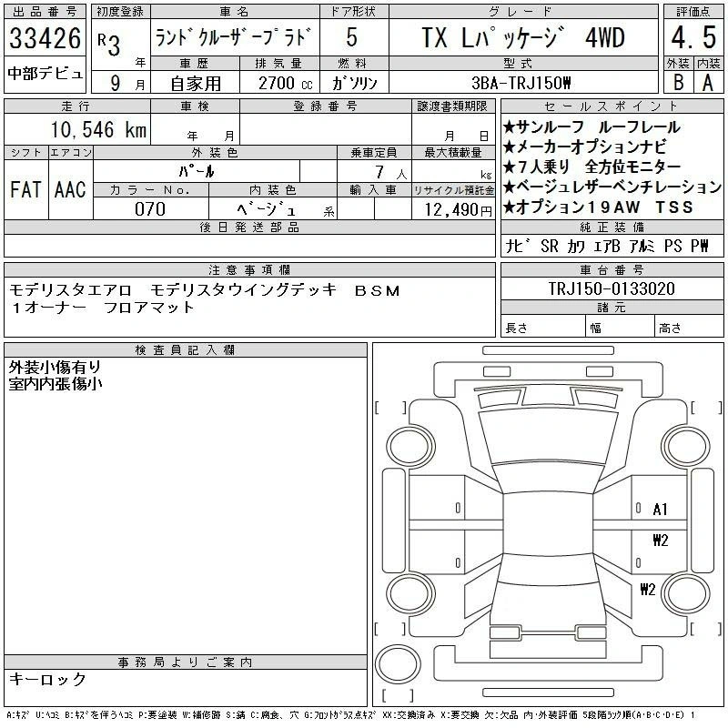 Auction Sheet for Prado
