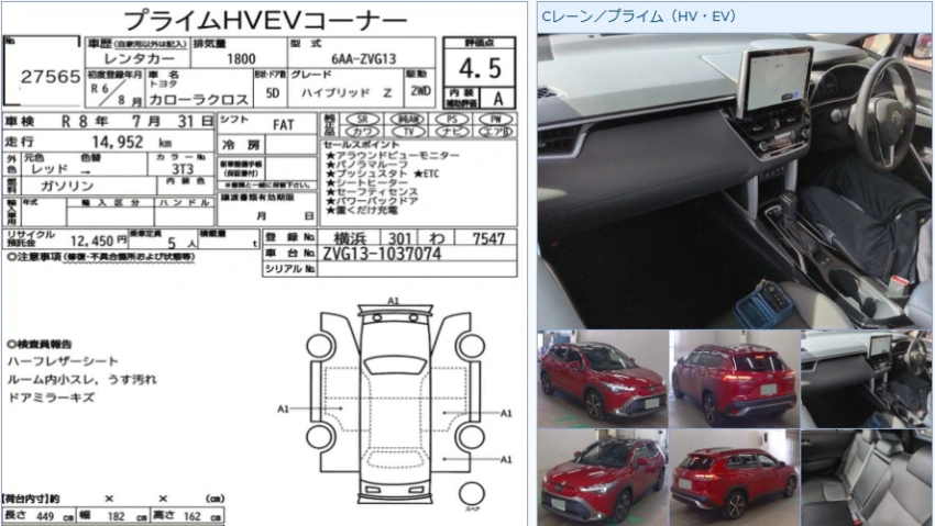 Auction Sheet for Corolla Cross