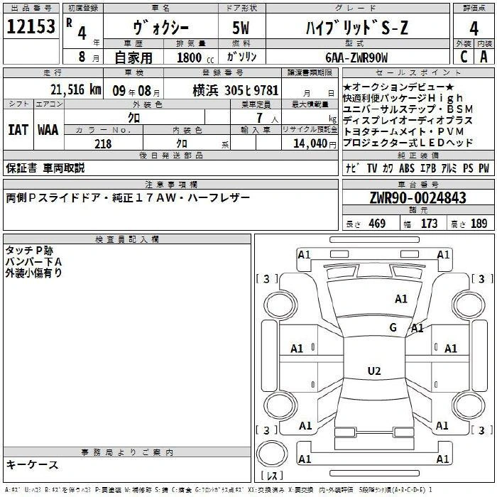 Auction Sheet for Voxy