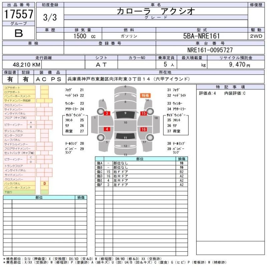 Auction Sheet for Axio